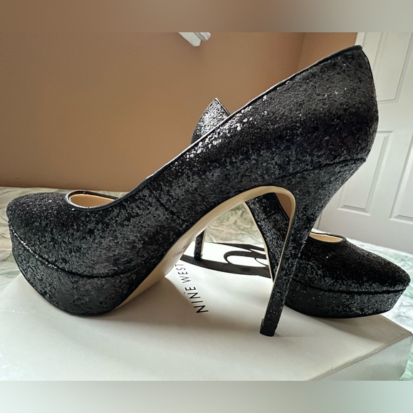 Nine West “For Tonight” Black Glitter Pumps size 9 1/2 M - Picture 6 of 11